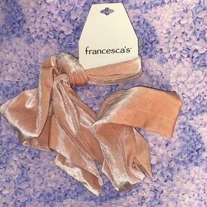 Francesca's Collections Rose Gold Velvet Hair Scarf Bow